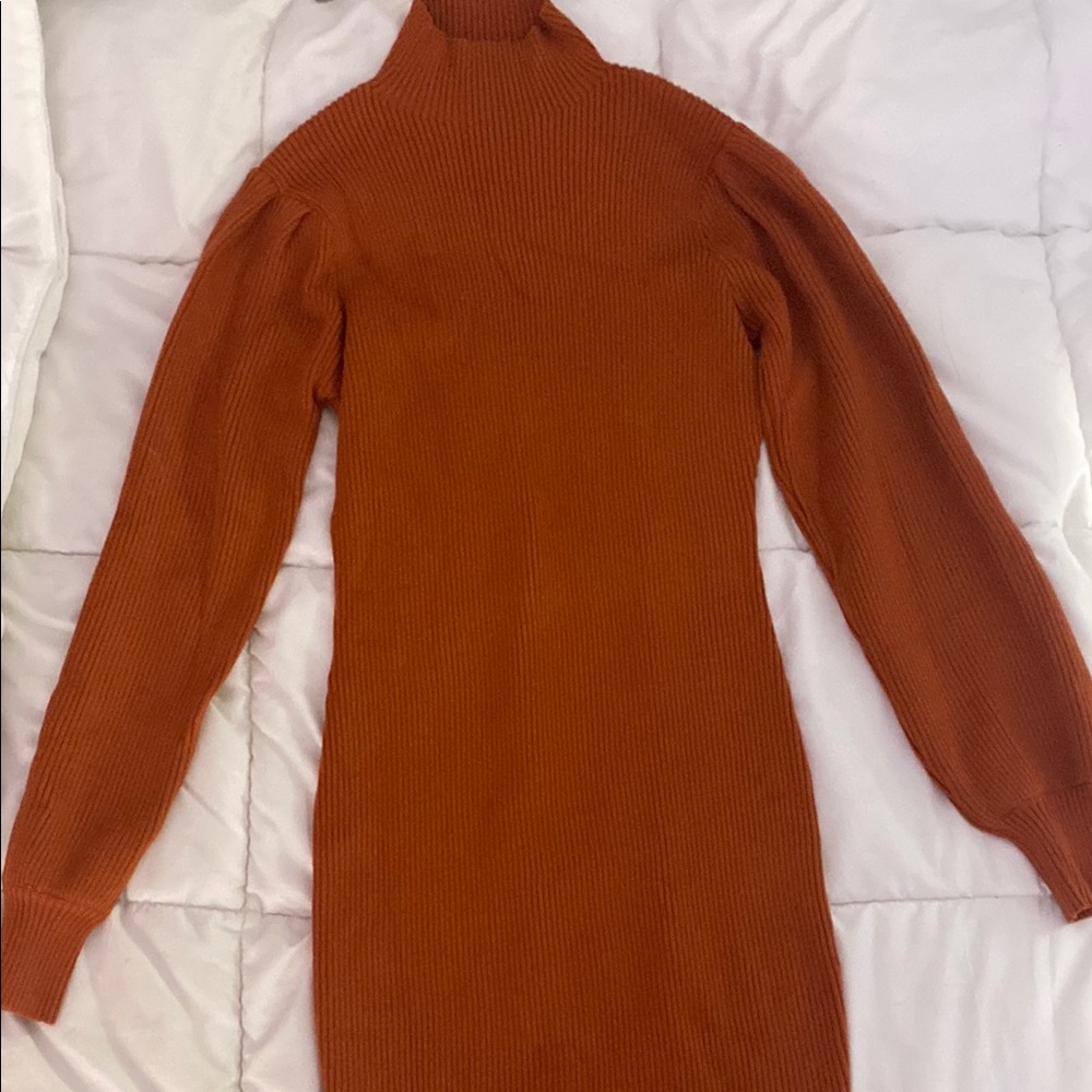 Women’s Medium Rust Orange Turtleneck Sweater Dress